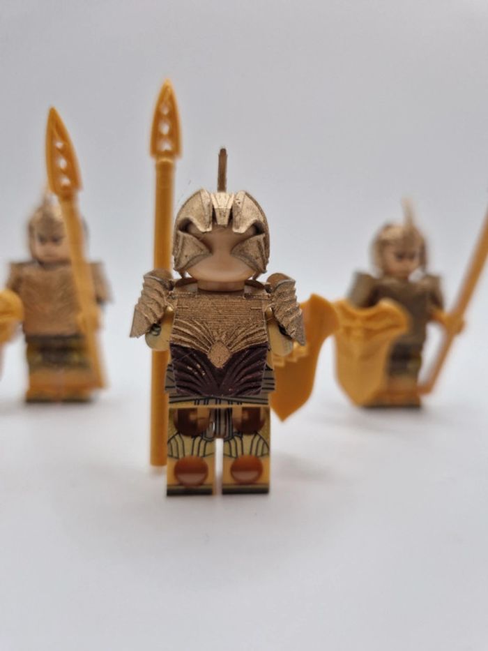 Figurines type lego 3 guerriers elfes custom 3d résine seigneur des anneaux - photo numéro 6