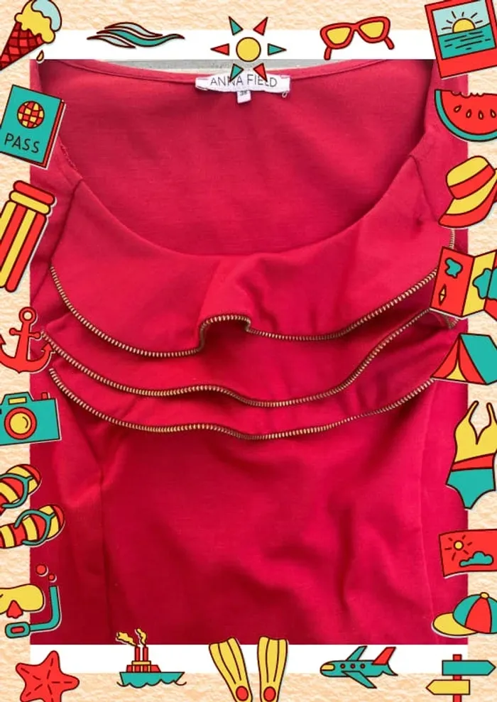 Robe manches courtes rouge doré Anna field 38 M - photo numéro 2