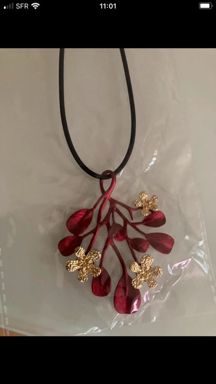 collier fleur rouge - photo numéro 4