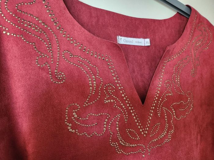 Robe rouge bordeaux détails dorés nubuck Gemo - photo numéro 3