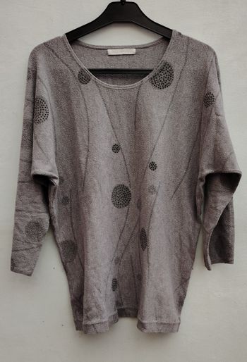 Pull gris Armand Thiery – Taille 3 – motif pois texturés