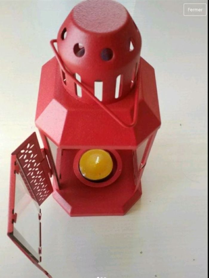 Lanterne rouge à bougie très bon état