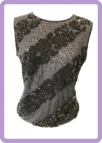 Top strass et perles Escada noir L