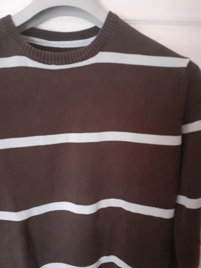 Joli pull mi-saison chocolat et bleu - photo numéro 2