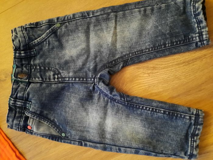 Ensemble garçon polo orange manches longues et jean bleu assorti Orchestra 9 mois - photo numéro 5