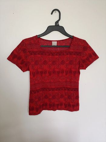 Haut rouge vintage motifs orientaux – Taille 38/40 vintage