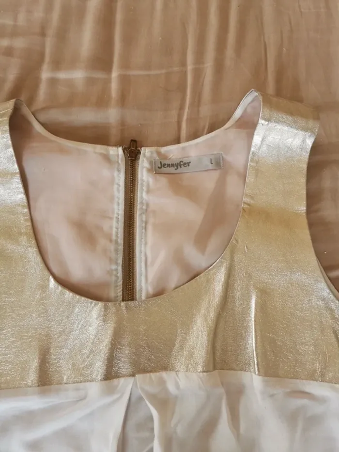 Débardeur doré et blanc jennyfer taille L - photo numéro 2