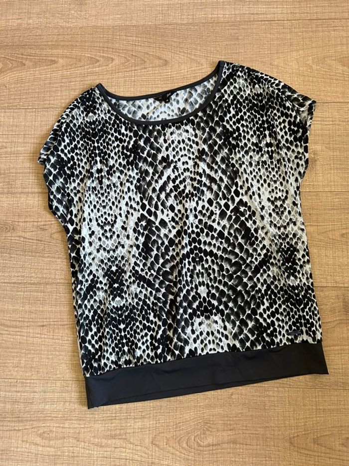 Blouse noire et blanche à manches courtes JBC taille M jamais portée - photo numéro 11