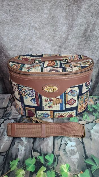 Vanity case tapisserie oriental Paris vintage