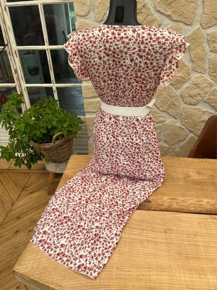Robe longue taille M 38 shein à fleurs été blanche bordeaux - photo numéro 4