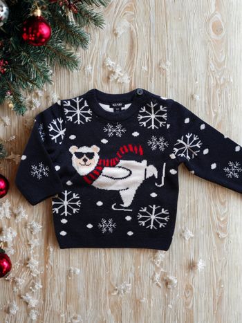 Pull de Noël Bleu foncé Ours polaire Kiabi 3 mois