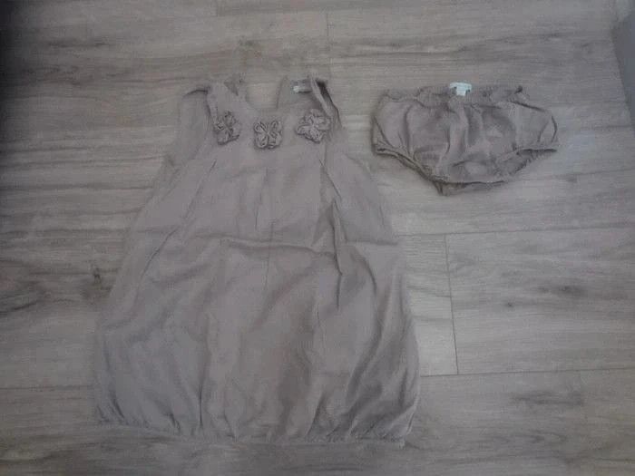 Robe taupe avec bloomer Obaïbi 3 ans