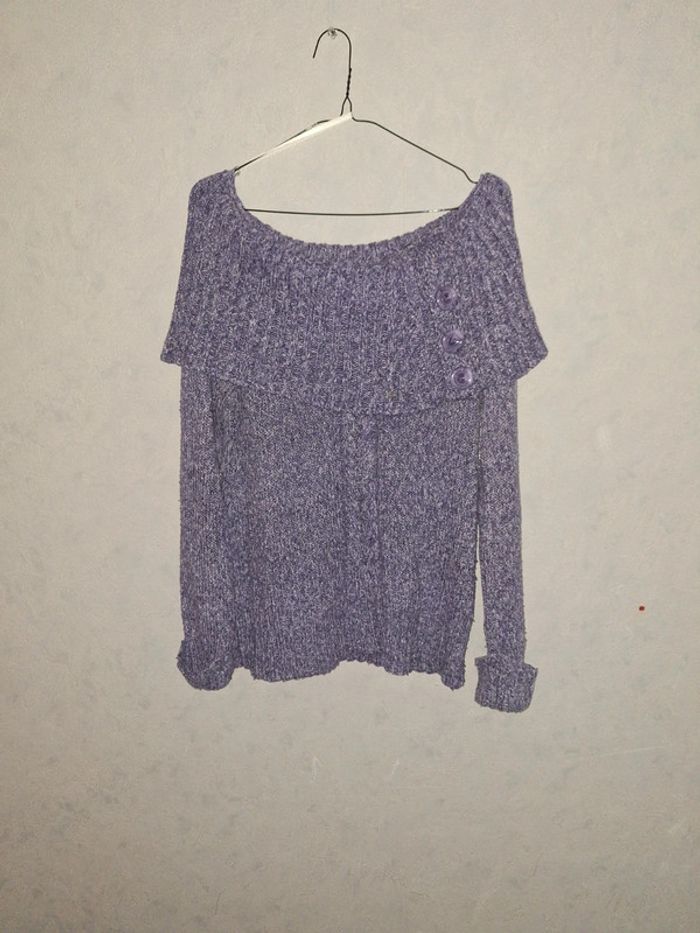 Pull col châle mauve Camaïeu