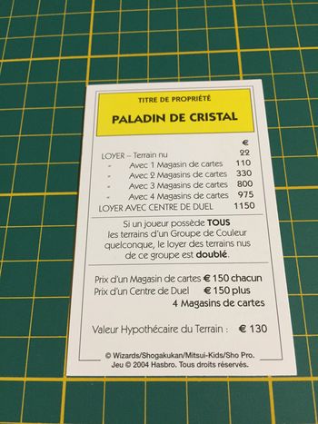 Carte Paladin de cristal pièce détachée Monopoly Duel Masters Hasbro Parker Wizards #A64
