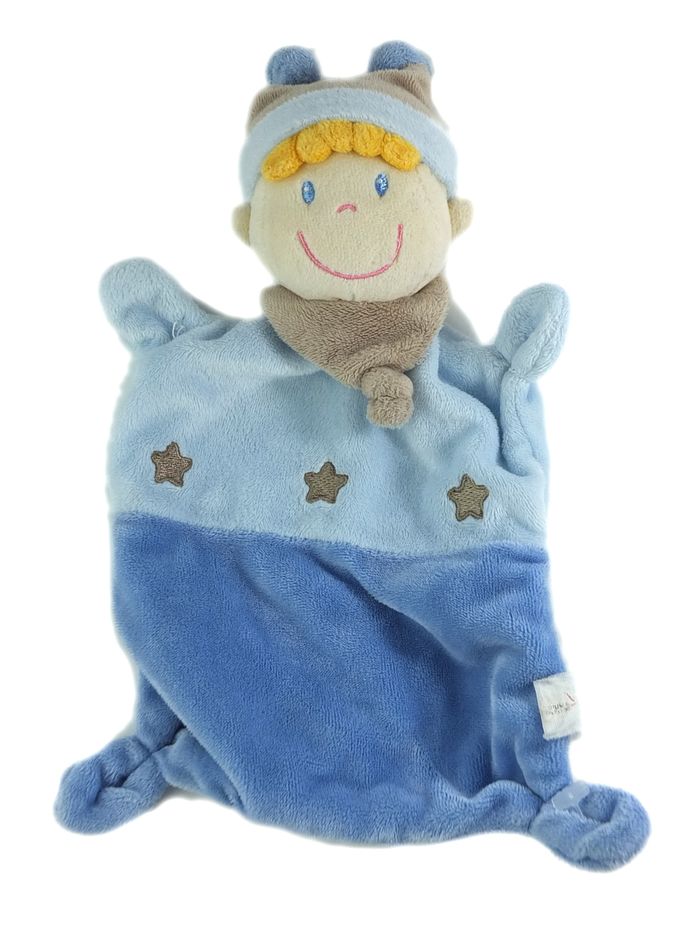 Doudou plat lutin garçon bleu étoiles Nicotoy