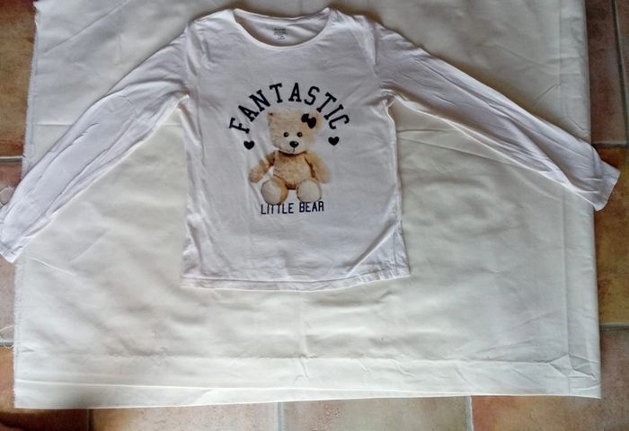 T.shirt manches longues beige avec ourson 12 ans