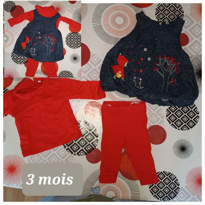 Tenue ensemble chaperon rouge toute saison Taille 3 mois - photo numéro 2