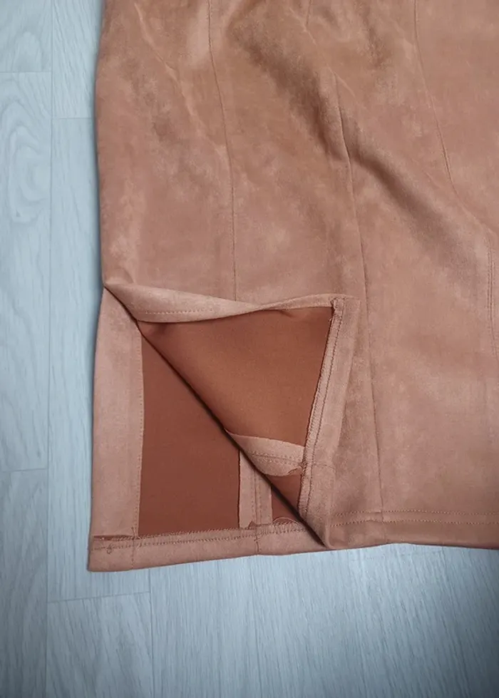 Jupe mi longue marron effet velour - photo numéro 3