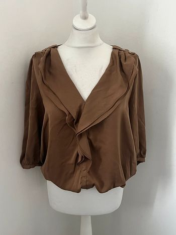 Blouse marron effet soie Zara L