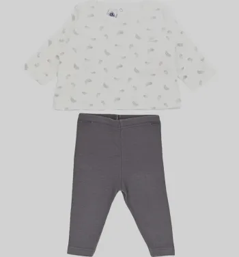 Ensemble T-shirt à manches longues + Legging 3 mois en coton Petit Bateau