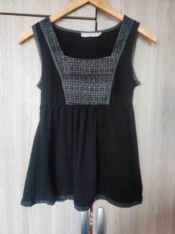 Blouse rétro noir imprimé t 36 Cache Cache