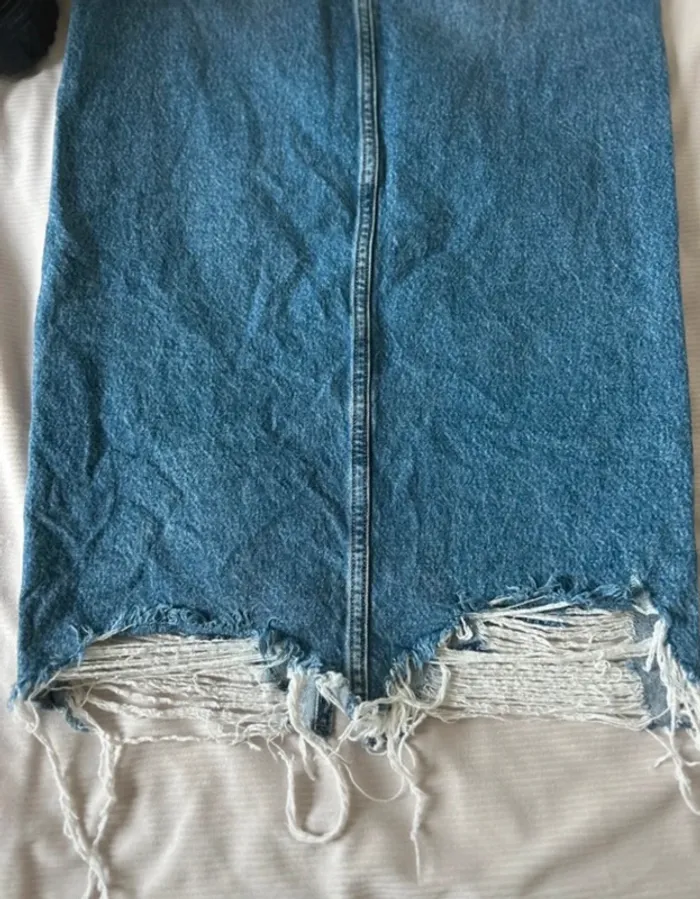 Jupe longue en jeans stradivarius bleu délavé taille S - photo numéro 3