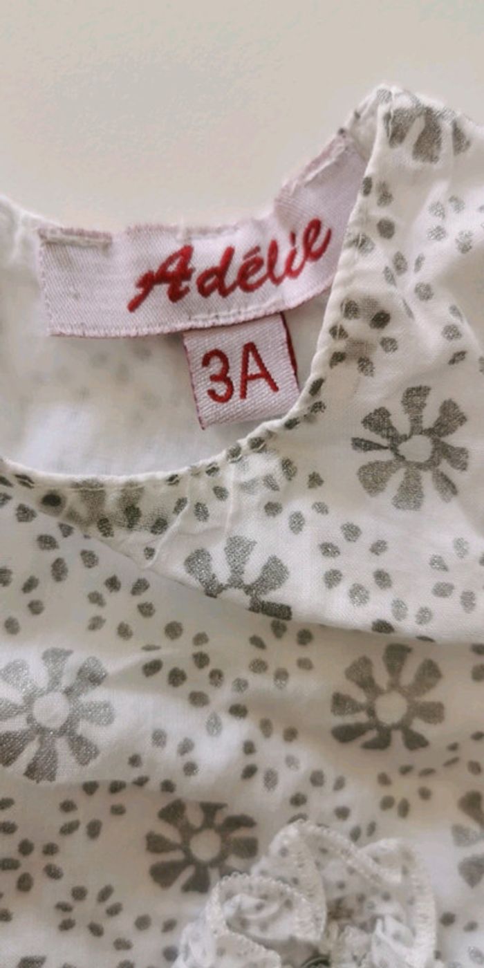 Robe fille blanche et grise 3 ans Adélie - photo numéro 2