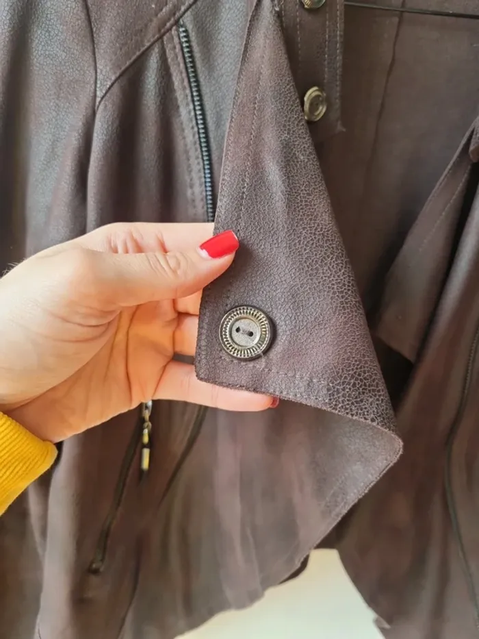 veste imitation daim (perfecto) asymetrique jus d'orange - photo numéro 5