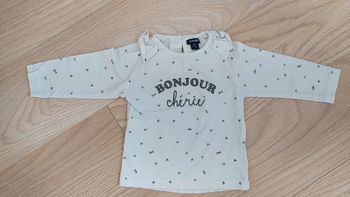T-shirt en blanc ML bonjour chérie