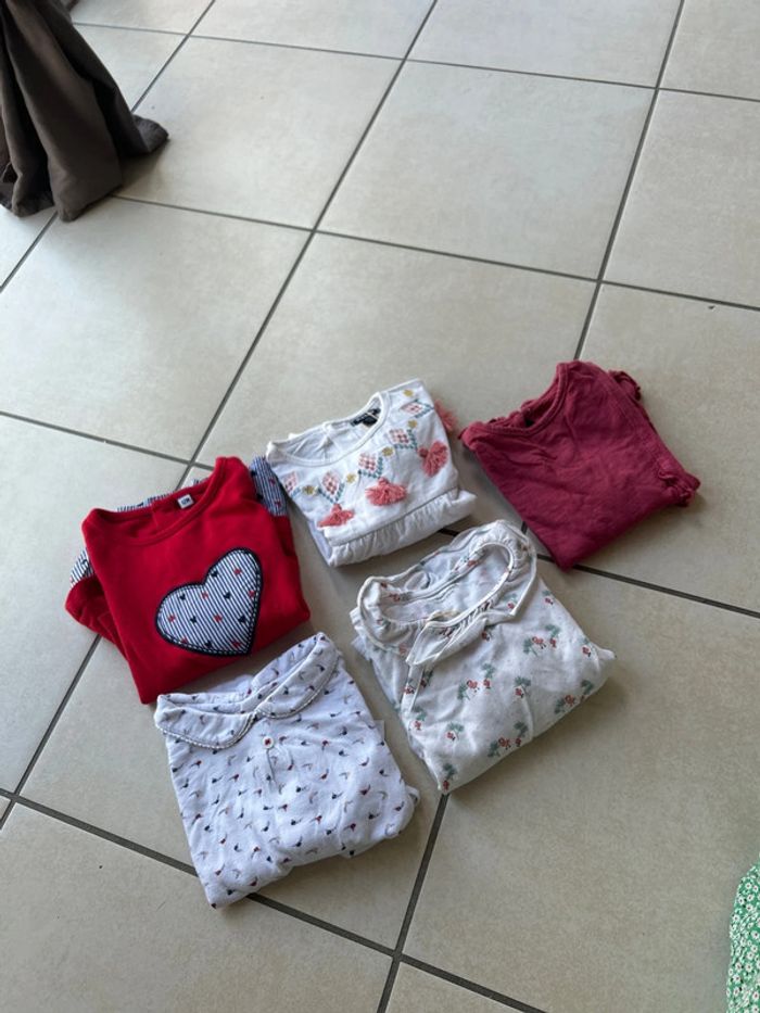 Lot 5 tshirts bebe fille 12 mois