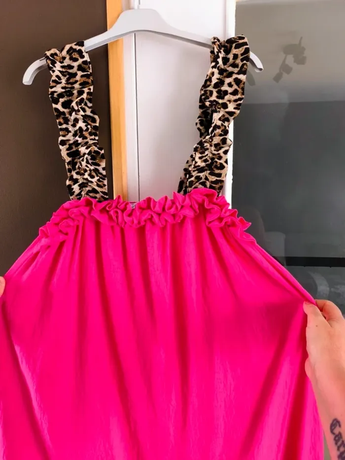 Robe longue rose fushia à bretelles léopard TU 36 à 46 - photo numéro 12