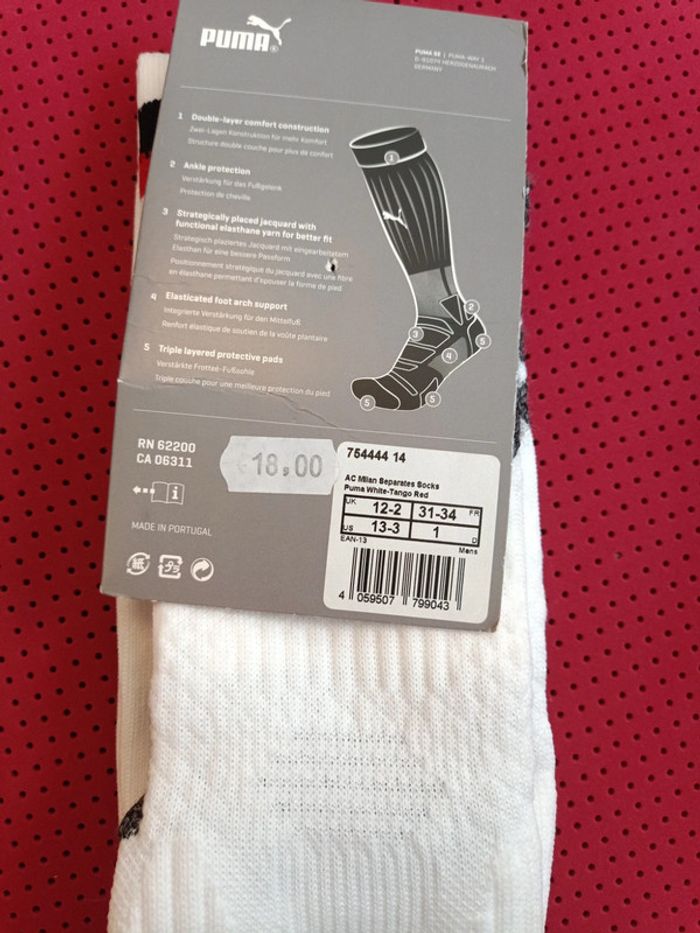 Chaussettes de foot AC Milan, Puma Authentique Officiel taille 31/34, neuf - photo numéro 6