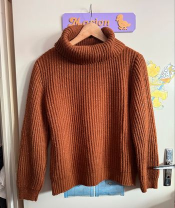 Pull à col roulé couleur rouille avec filaments argentés, taille unique, boutique indépendante 