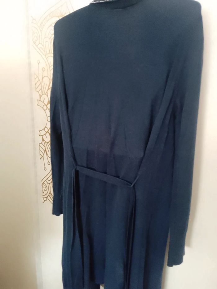 Long gilet bleu et argenté avec ceinture taille 44 46 - photo numéro 2
