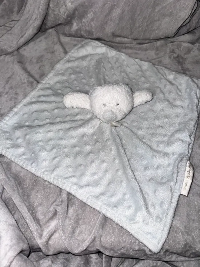 Doudou plat ours gris tout doux pour bébé