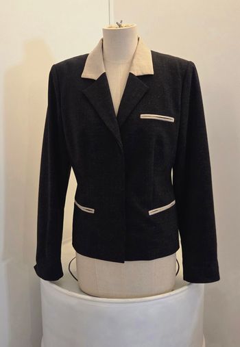 Veste Hanne Benoist – Made in France – laine & polyamide – chic noir/beige – T40/42 – excellent état