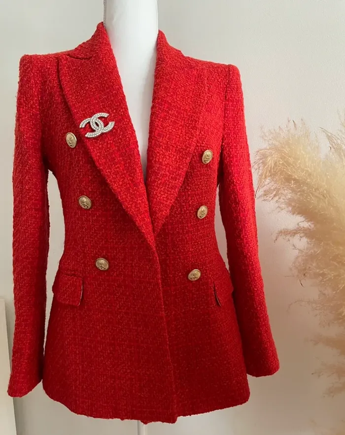 Zara Veste blazer tailleur tweed à boutonnage croisé taille XS - photo numéro 5