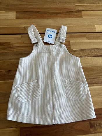 Robe salopette en velours beige