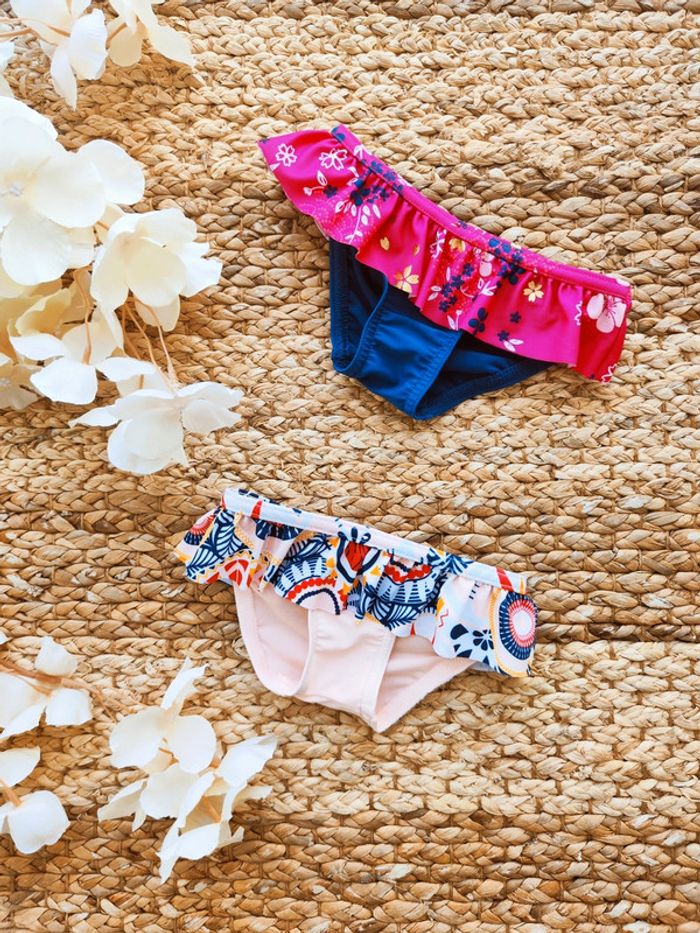 Lot de deux maillots de bain culotte fille 12 et 18 mois