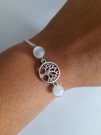 Bracelet pierre de lune et arbre de vie