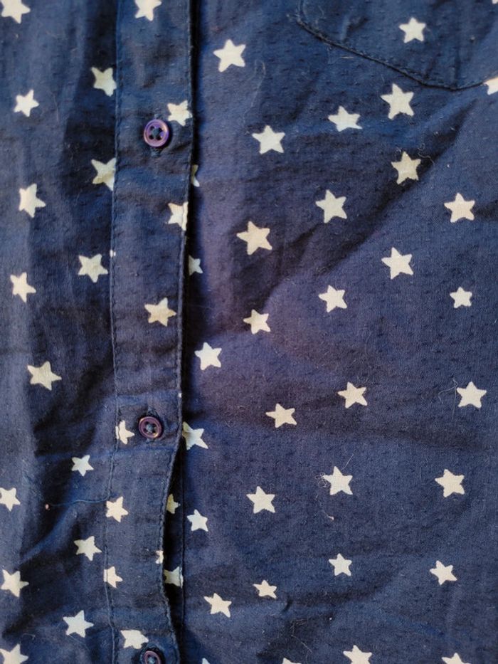 Superbe chemise manches longues Zara Girls, marine à étoiles blanches, 13/14 ans - photo numéro 2