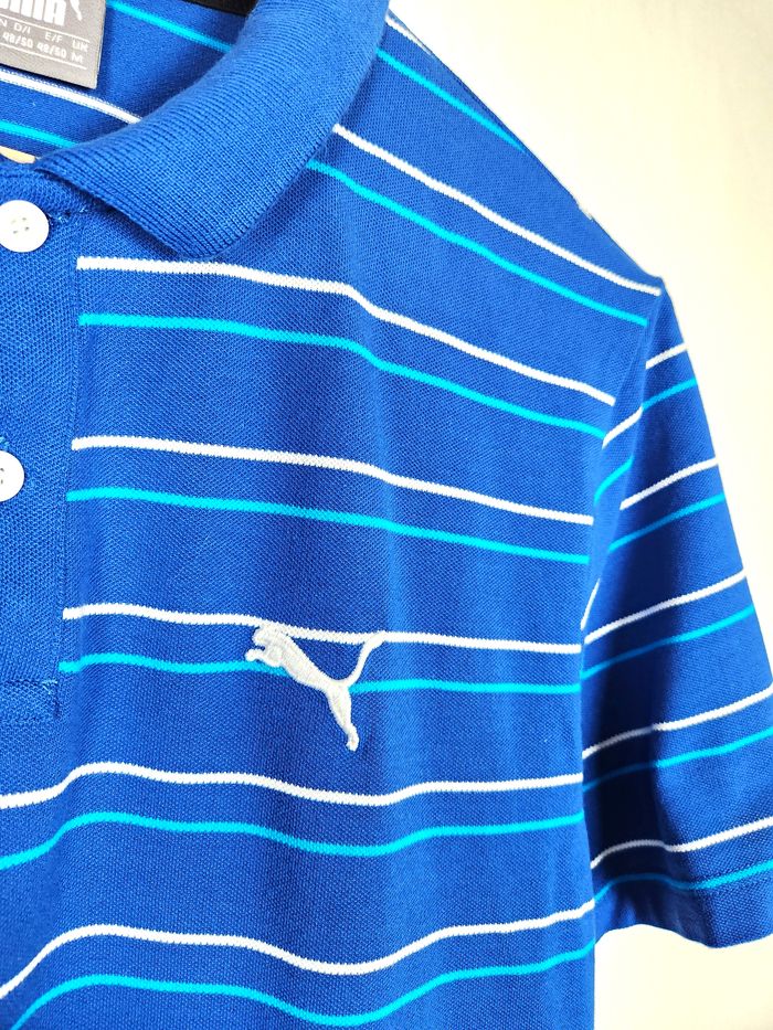 Polo homme Puma Bleu Rayé - Taille M - photo numéro 2