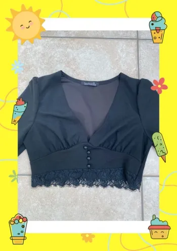 Crop top top court noir 36 S boohoo