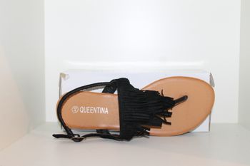 sublime tongs noires à franges 40