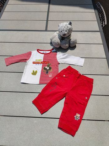 Ensemble garçon rouge et blanc la compagnie des petits 12 mois