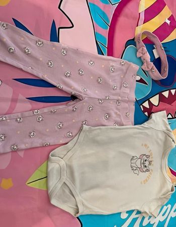 Ensemble 3 pièces Disney Marie 18 mois - body, legging et bandeau assorti