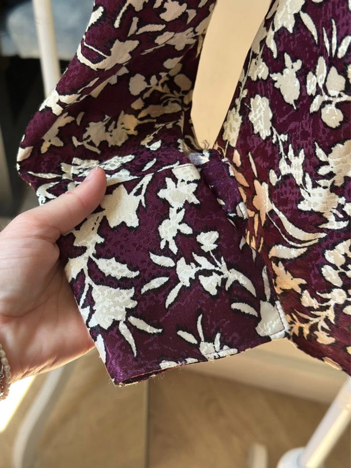 Blouse imprimé floral bordeaux Mango taille S - photo numéro 8