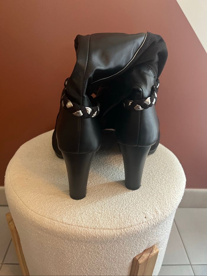 Bottes noires bi-matière Jacqueline Riu – T.39 (comme neuves) - photo numéro 4