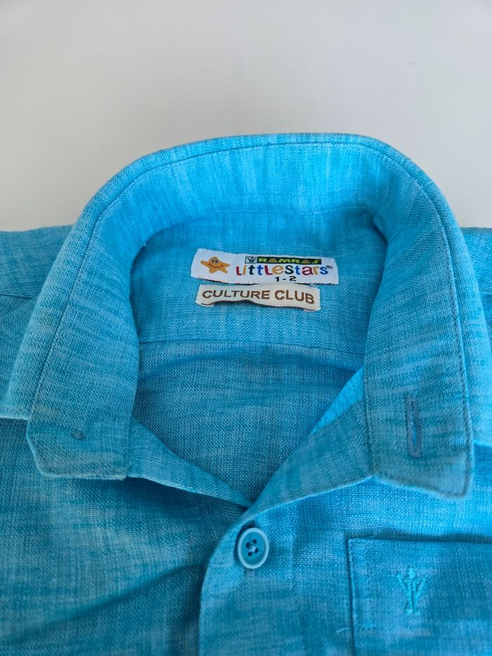 Vesti à scratch chemise bleu garçon 12 mois à 24 mois neuf mariage cérémonie fête - photo numéro 4
