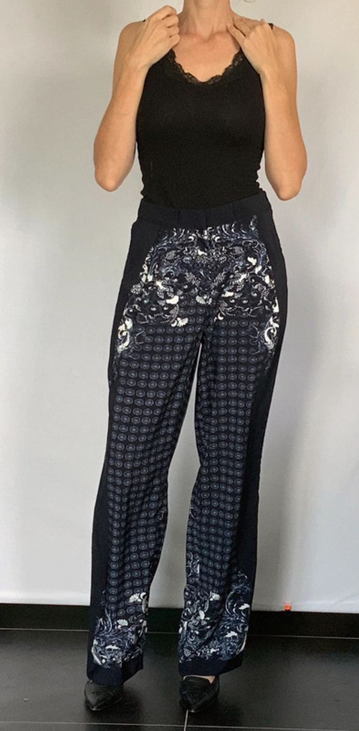 Pantalon bleu marine fluide style paréo motifs H&M taille 34 36 neuf - photo numéro 2